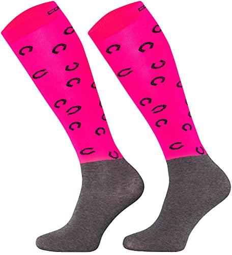 TODO Comodo Reitsocken Modern STPJM | Dünn Atmungsaktiv Reitstrümpfe Damen Herren Kinder Reiter Kniestrümpfe (STPJM - HORSESHOE 06, 39-42) von TODO