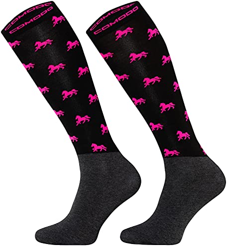 TODO Comodo Reitsocken Modern STPJM | Dünn Atmungsaktiv Reitstrümpfe Damen Herren Kinder Reiter Kniestrümpfe (STPJM - HORSES 02, 31-34) von TODO