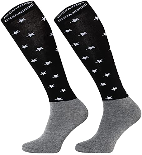 TODO Comodo Reitsocken Modern STPJM | Dünn Atmungsaktiv Reitstrümpfe Damen Herren Kinder Reiter Kniestrümpfe (STPJM - STARS 01, 35-38) von TODO