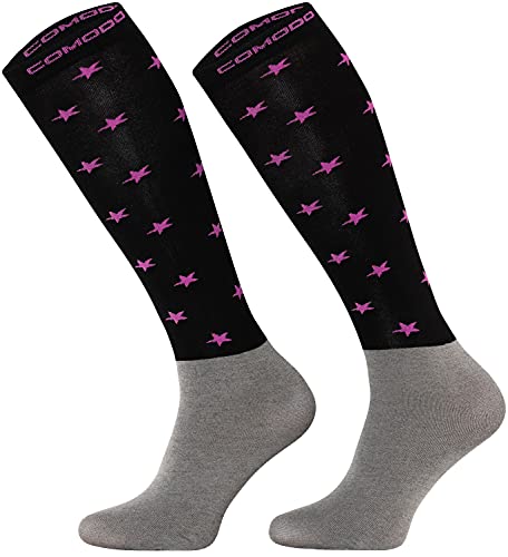 TODO Comodo Reitsocken Modern STPJM | Dünn Atmungsaktiv Reitstrümpfe Damen Herren Kinder Reiter Kniestrümpfe (STPJM - STARS 02, 39-42) von TODO