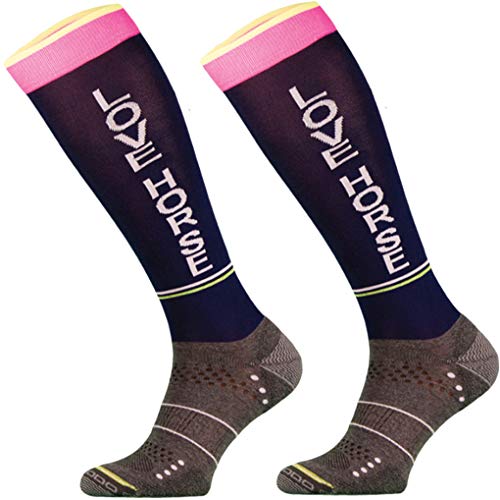 TODO Comodo Reitsocken STJMT | Reitstrümpfe Reiter Kniestrümpfe | Atmungsaktive Socken | Reitbekleidung bequem und stilvoll (STJMT 10 - Love Horse Navy, 35-38) von TODO