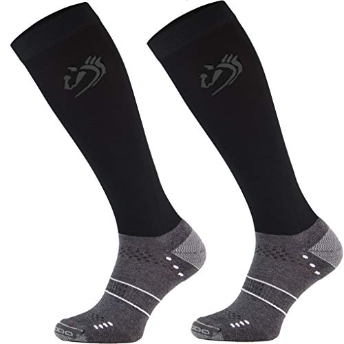 TODO Comodo Reitsocken STJMT | Reitstrümpfe Reiter Kniestrümpfe | Atmungsaktive Socken | Reitbekleidung bequem und stilvoll (STJMT 17 - Black Horse, 39-42) von TODO