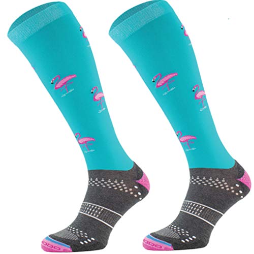 TODO Comodo Reitsocken STJMT | Reitstrümpfe Reiter Kniestrümpfe | Atmungsaktive Socken | Reitbekleidung bequem und stilvoll (STJMT 21 - Turquoise Flamingo, 31-34) von TODO