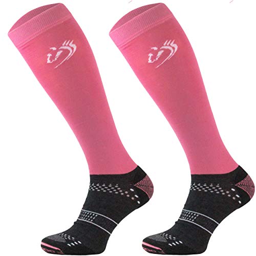 TODO Comodo Reitsocken STJMT | Reitstrümpfe Reiter Kniestrümpfe | Atmungsaktive Socken | Reitbekleidung bequem und stilvoll (STJMT 23 - Rose Horse, 31-34) von TODO