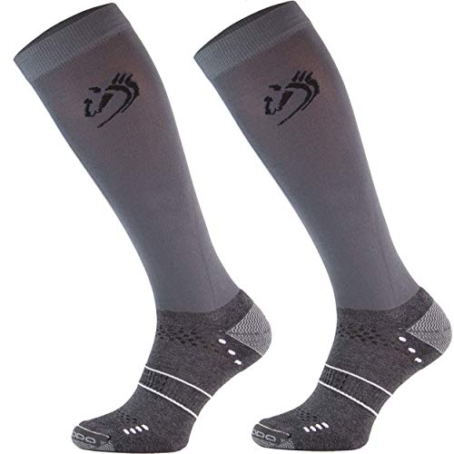 TODO Comodo Reitsocken STJMT | Reitstrümpfe Reiter Kniestrümpfe | Atmungsaktive Socken | Reitbekleidung bequem und stilvoll (STJMT 26 - Antracite Horse, 35-38) von TODO