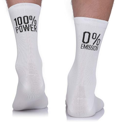 TODO Fahrradsocken Herren 100% Power 0% Emmision Atmungsaktive Rennrad Socken. Fahrrad Socken Herren, Radsocken Herren (100powerB, 43-46) von TODO