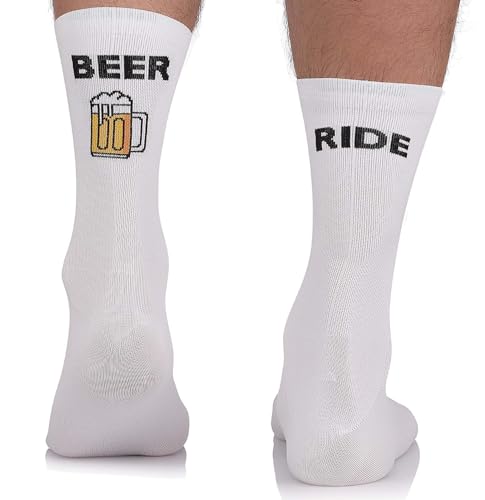 TODO Fahrradsocken Herren und Damen. Atmungsaktive Rennrad Socken. Bier Fahrrad-Socken Herren, Radsocken Herren (Beer Ride, 35-38) von TODO