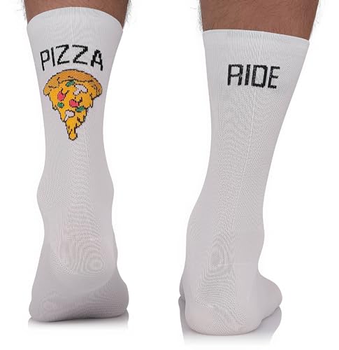 TODO Fahrradsocken Herren und Damen. Atmungsaktive Rennrad Socken. Pizza Fahrrad-Socken Herren, Radsocken Herren (Pizza Ride, 35-38) von TODO