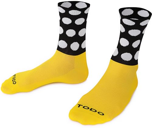 TODO Fahrradsocken Herren und Damen. Rennrad Socken Motiv Punktmuster. Radsocken Damenmit Motiv auch Laufsocken (Polka CA-ZT 39-42) von TODO