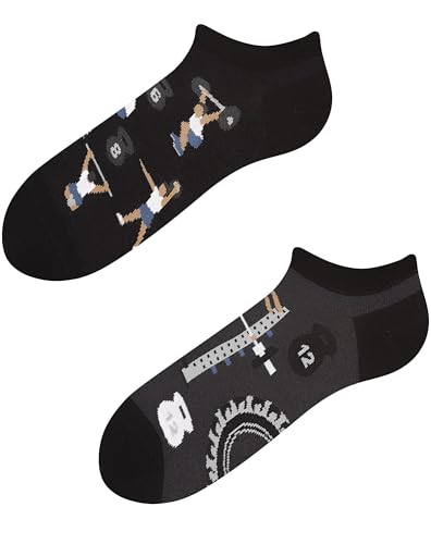TODO Lustige Cross Training Socken Low Damen und Herren, Fitness Sneakersocken Gym, Workout Knöchelsocken Fitness-studio Motiv (35-38, Workout LOW) von TODO