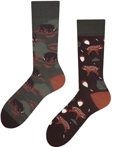 TODO Lustige Eber Socken Herren und Damen, Coole Socken Wildschwein in Eicheln Socken (47-50, Eber) von TODO