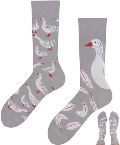 TODO Lustige Gans Socken Damen und Herren, Coole Gans Motiv Socken Lustig, Bunte Verrückte Socken Gans 35-38 von TODO