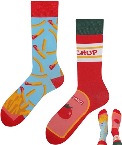 TODO Lustige Pommes Socken Damen und Herren, Coole Socken Pommes Frites mit Kechup 39-42 von TODO