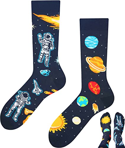 TODO Lustige Socken Damen und Herren, Coole Socken mit Motiv - Bunte, Mehrfarbige, Verrückte (35-38, Astronaut) von TODO