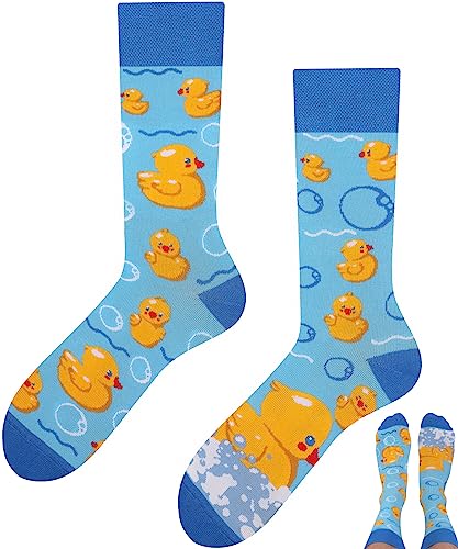 TODO Lustige Socken Damen und Herren, Coole Socken mit Motiv - Bunte, Mehrfarbige, Verrückte (35-38, Bath Ducks) von TODO