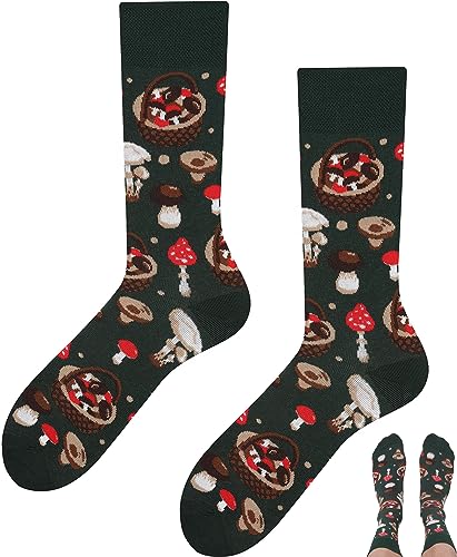 TODO Lustige Socken Damen und Herren, Coole Socken mit Motiv - Bunte, Mehrfarbige, Verrückte (35-38, Pilze) von TODO