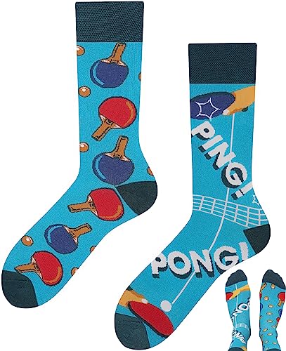 TODO Lustige Socken Damen und Herren, Coole Socken mit Motiv - Bunte, Mehrfarbige, Verrückte (35-38, Ping Pong) von TODO