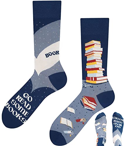 TODO Lustige Socken Damen und Herren, Coole Socken mit Motiv - Bunte, Mehrfarbige, Verrückte (39-42, Bookworm) von TODO