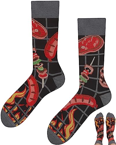 TODO Lustige Socken Damen und Herren, Coole Socken mit Motiv - Bunte, Mehrfarbige, Verrückte (39-42, Grill) von TODO