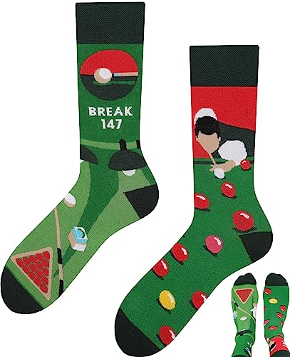 TODO Lustige Socken Damen und Herren, Coole Socken mit Motiv - Bunte, Mehrfarbige, Verrückte (43-46, Billard) von TODO