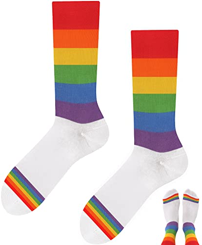 TODO Lustige Socken Damen und Herren, Coole Socken mit Motiv - Bunte, Mehrfarbige, Verrückte (43-46, Regenbogen) von TODO