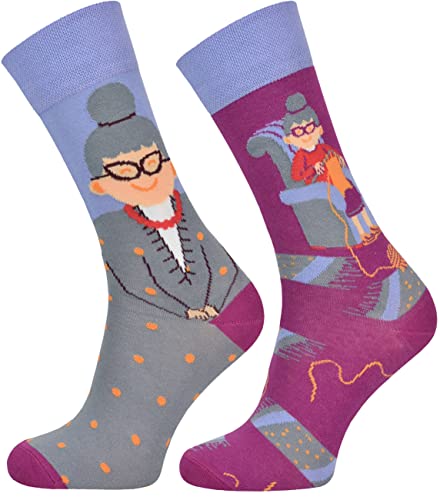 TODO Lustige Socken Herren und Damen, Coole Socken mit Motiv - Bunte, Mehrfarbige, Verrückte (35-38, Oma) von TODO