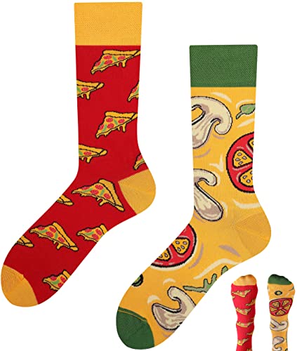 TODO Lustige Socken Herren und Damen, Coole Socken mit Motiv - Bunte, Mehrfarbige, Verrückte (35-38, Pizza) von TODO