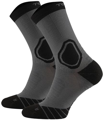 TODO MTB Socken Lang TRAIL MASTER Radsocken Herren. Atmungsaktive Mountainbike MTB Socken Herren in großen Größen (47-50, Graphit) von TODO
