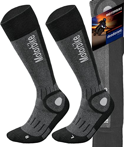 TODO Motorrad Socken Lang Herren und Damen Motorradstrümpfe Schwarz (47-49) von TODO