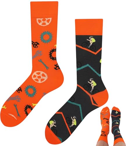 TODO Rennrad Socken Herren Lustig Fahrrad motiv Geschenkidee (43-46, Orange Bike) von TODO