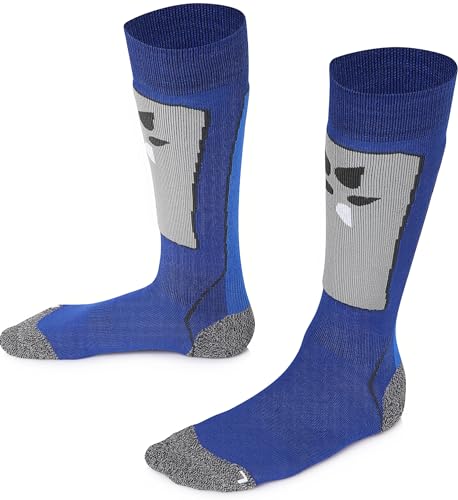 TODO SKISOCKEN Kinder Thermosocken Kniestrümpfe mit Merinowolle - Kinder Skisocken für Mädchen und Jungen (23, Blau) von TODO