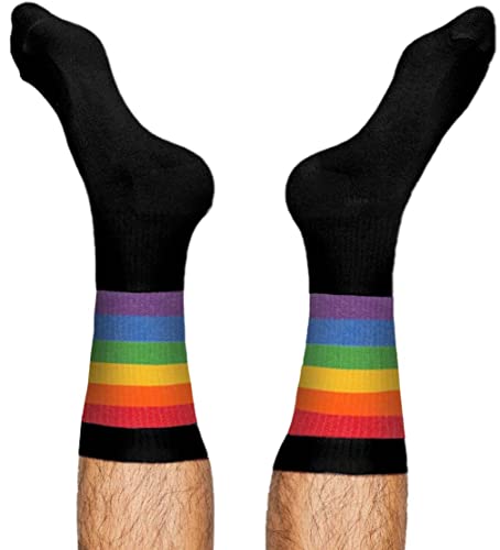 TODO Socken PRIDE Motiv Unisex mit LGBT Flagge Baumwolle Weiß und Schwarz mit Regenbogen (39-42, Schwarz) von TODO