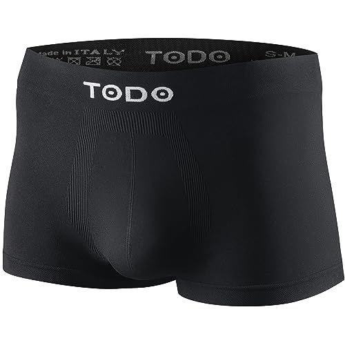 TODO Sport Boxershorts Herren (1x Pack) Elastisch Boxer Männer, Atmungsaktiv, Leicht, Sportunterwäsche ohne Scheuern (Schwarz x1, S/M) von TODO