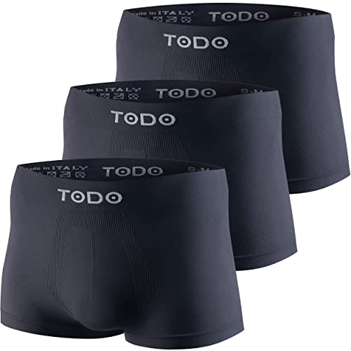 TODO Sport Boxershorts Herren (3er Pack) Elastisch Sportunterwäsche Boxer Männer, Atmungsaktiv, Leicht, ohne Scheuern (Graphit, L/XL) von TODO