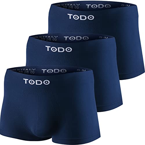 TODO Sport Boxershorts Herren (3er Pack) Elastisch Sportunterwäsche Boxer Männer, Atmungsaktiv, Leicht, ohne Scheuern (Marineblau, S/M) von TODO
