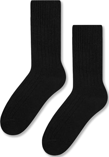 TODO Warm Wollsocken Damen und Herren Wintersocken Damen, Thermosocken Herren, elegant norweger socken - Wollkollektion (35_Schwarz) von TODO