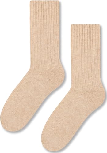 TODO Warm Wollsocken Damen und Herren Wintersocken Damen, Thermosocken Herren, elegant norweger socken - Wollkollektion (38_Beige) von TODO