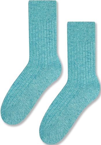 TODO Warm Wollsocken Damen und Herren Wintersocken Damen, Thermosocken Herren, elegant norweger socken - Wollkollektion (38_Turkis) von TODO