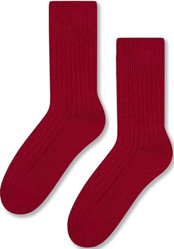 TODO Warm Wollsocken Damen und Herren Wintersocken Damen, Thermosocken Herren, elegant norweger socken - Wollkollektion (41_Bordo) von TODO