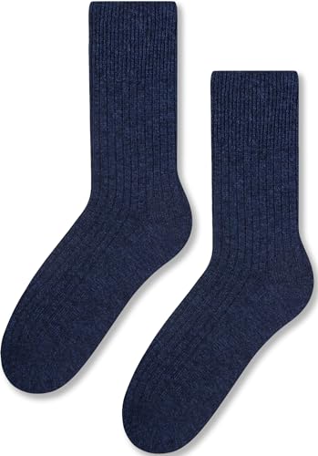 TODO Warm Wollsocken Damen und Herren Wintersocken Damen, Thermosocken Herren, elegant norweger socken - Wollkollektion (47_Navy) von TODO