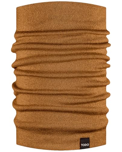 TODO Warme 100% Merino Schlauchschal Herren und Damen. Wolle, Atmungsaktiv Merino Halstuch Herren Merinowolle (100% Merino Schal, Senffarbe) von TODO