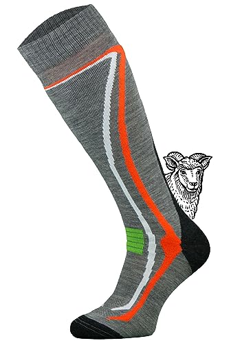 TODO Warme 50% Merino Skisocken Herren und Skisocken Damen Thermoaktiv, Atmungsaktiv 1 Paar Merino-wolle Ski Socken (1xGrau, 39-42) von TODO