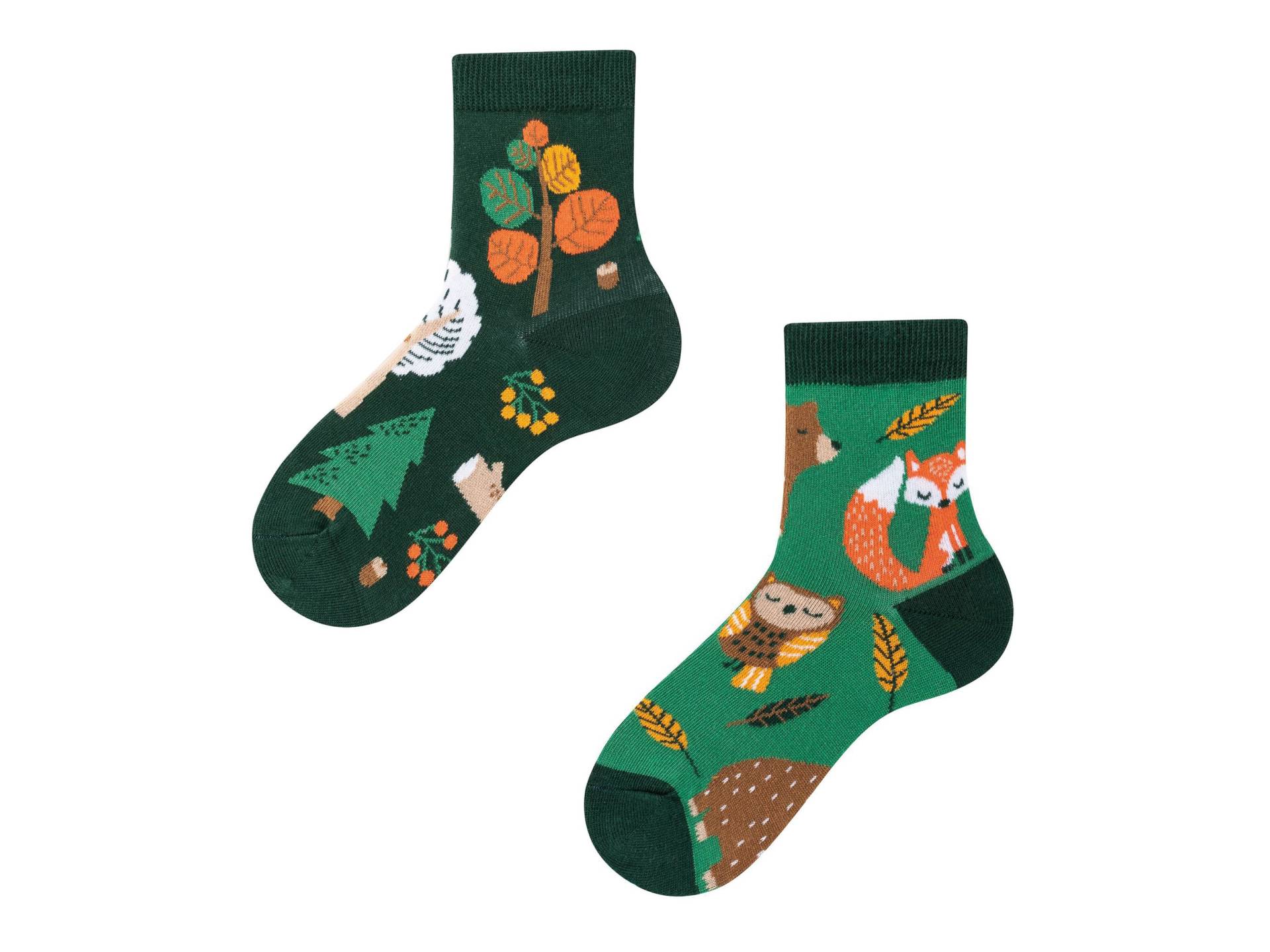 Süße Waldtiere Socken Kinder| Cute Kid Socks With Forest Animals| Green Dress Kids| Mit Tiermotiven Kinder|Cool Kids Socks| Todosocks von TODOSOCKS