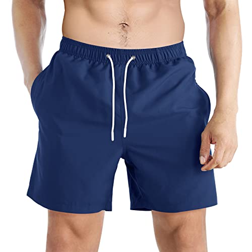 TODREMOU Badeshorts für Herren, Badehose Herren, Schnell Trocknend, Schwimmhose mit Kordelzug (40-42, Navy blau) von TODREMOU