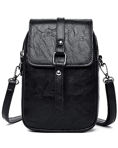 TODREMOU Kleine Handtasche Umhängetasche Damen Handytasche Zum Umhängen-Bags For Women Klein Sling Mittelgroß Damenhandtasche Bag Damen (Schwarz) von TODREMOU