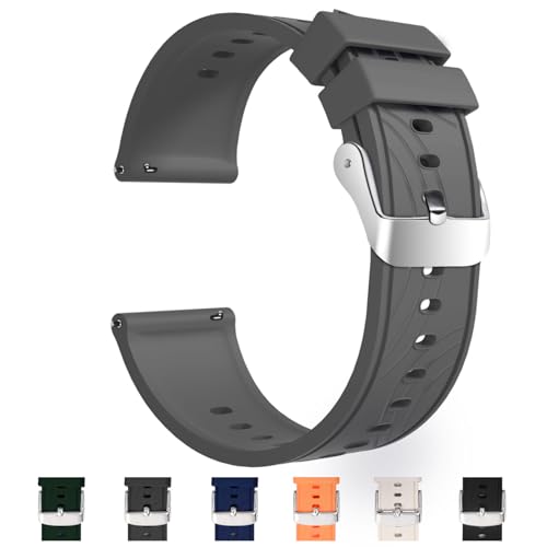 TODYSTRAP Uhrenarmband 22mm Silikon, Kautschuk Uhrenarmband Grau mit Schnellverschluss, Smartwatch Sport Weiche Ersatzarmband für Herren Damen, Silikonarmband 18mm 20mm 22mm TODYSTRAP Uhrenarmband 22mm Silikon, Kautschuk Uhrenarmband Grau mit Schnellverschluss, Smartwatch Sport Weiche Ersatzarmband für Herren Damen, Silikonarmband 18mm 20mm 22mm von TODYSTRAP