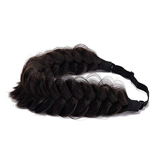TOECWEGR Extensions Haarband Haarreifen Zopf Geflochten Classic Chunky Wide Plaited Wedding Fluffy Braids Wig Women Girl Beauty Accessory (A02) von TOECWEGR