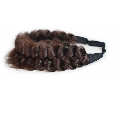 TOECWEGR Extensions Haarband Haarreifen Zopf Geflochten Classic Chunky Wide Plaited Wedding Fluffy Braids Wig Women Girl Beauty Accessory (B-Typ 4) von TOECWEGR