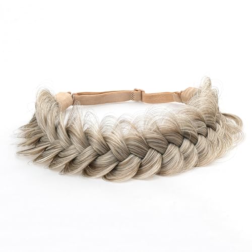 TOECWEGR Extensions Haarband Haarreifen Zopf Geflochten Classic Chunky Wide Plaited Wedding Fluffy Braids Wig Women Girl Beauty Accessory (Champagnerhöhen A011) von TOECWEGR