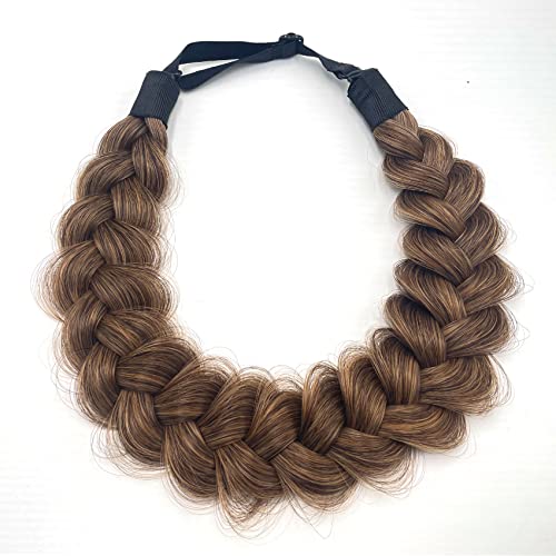 TOECWEGR Extensions Haarband Haarreifen Zopf Geflochten Classic Chunky Wide Plaited Wedding Fluffy Braids Wig Women Girl Beauty Accessory (Honig König) von TOECWEGR